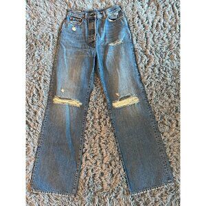 Gucci Womens Distressed Blue Jeans Size 24 Made In Italy 100% Cotton